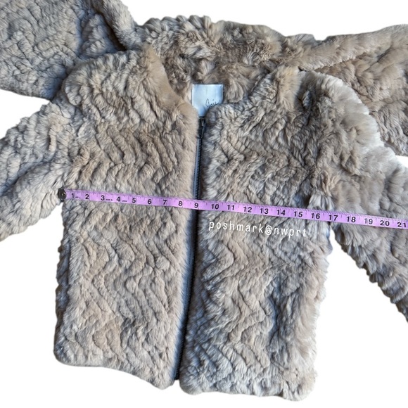 JOIE 🐰 Sela Rabbit Fur Jacket Coat Sweater Scarf Mushroom Beige XS - Picture 11 of 15